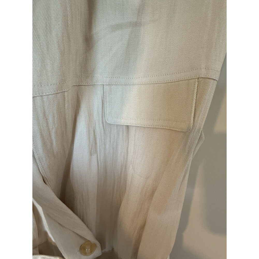 🎯 BEST TITLE: Zara Long Belted Jumpsuit Beige Women Size L Wide Leg Chic Style - Picture 5 of 16